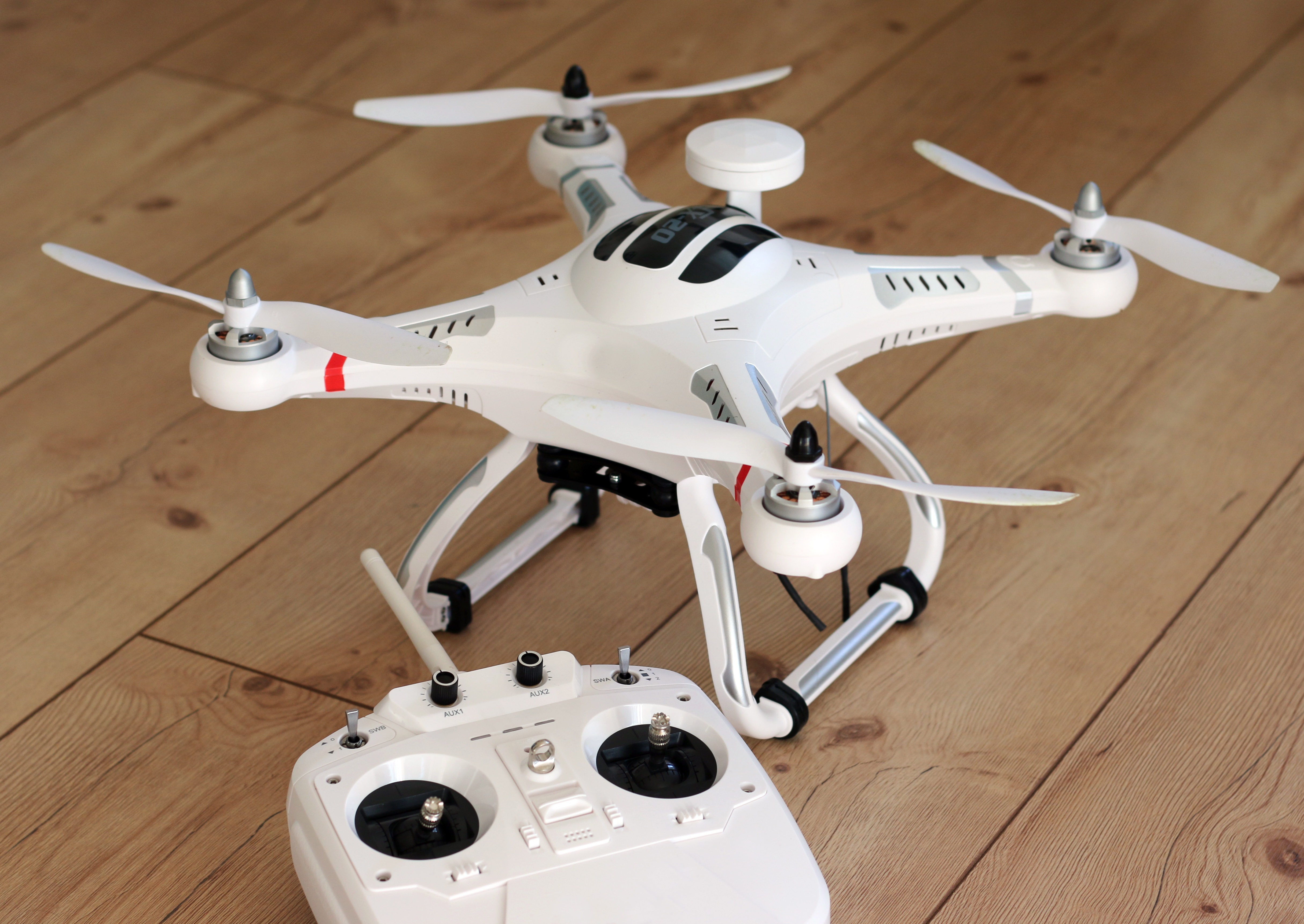 drone and controller on table